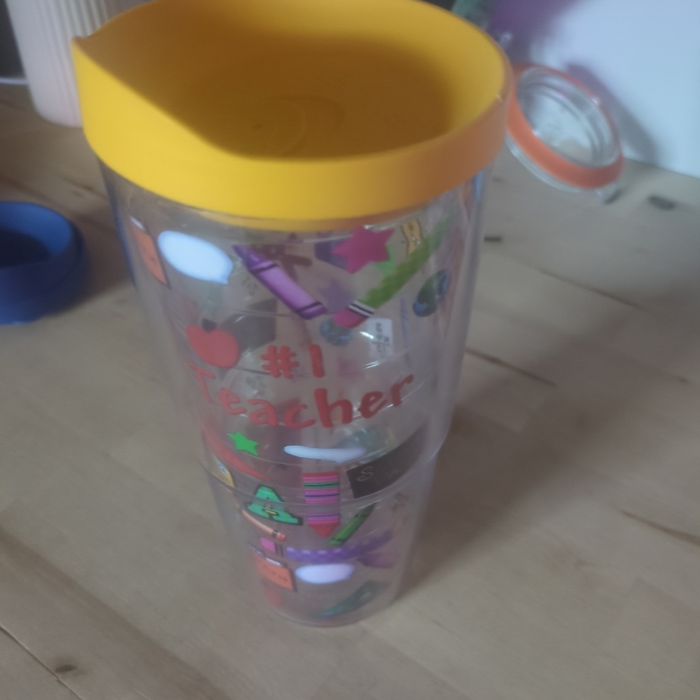 tervis #1 Teacher Travel Tumbler with Yellow Lid